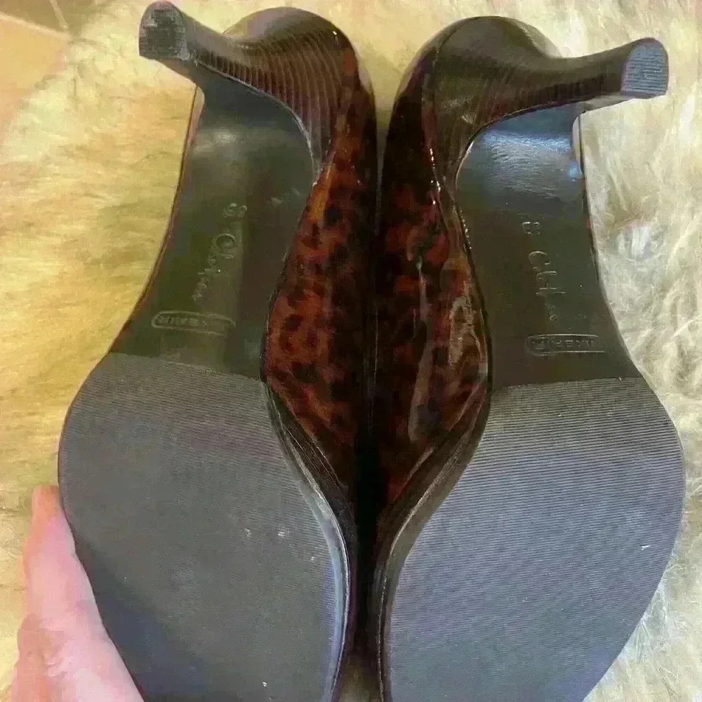 Cole Haan Stilleto Heels Patent Tortoise Peep Toe Pumps Womens. Nike Air. Size 8 - Picture 5 of 6